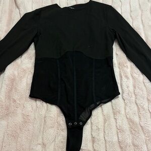 ReoRia Black Sheer Panel Bodysuit